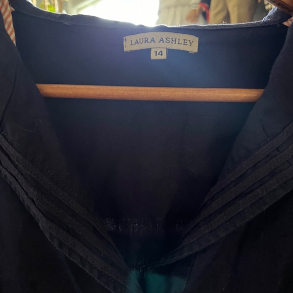 Laura Ashley Cropped Navy Sailor Jacket Size 14 Cotton/Linen - Picture 3 of 12